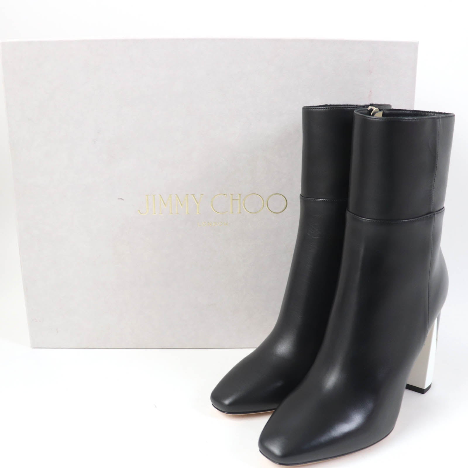 Jimmy Choo MELROSE Leather Chunky Heel Boots