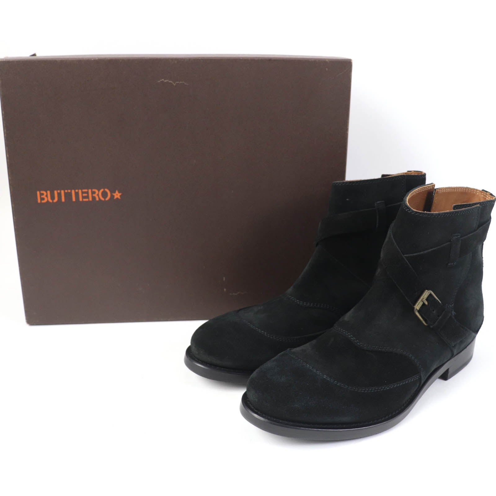 BUTTERO Suede Leather Monk Strap Ankle Boots