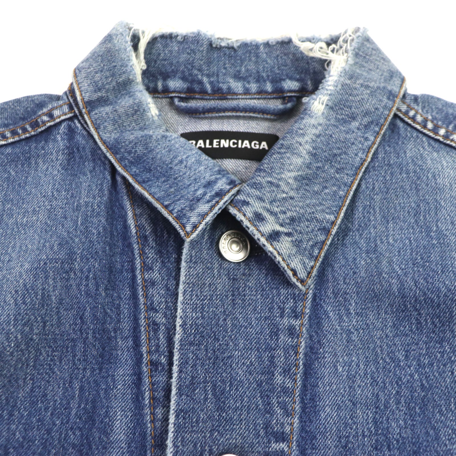 Balenciaga Denim Jacket Back Logo Distressed