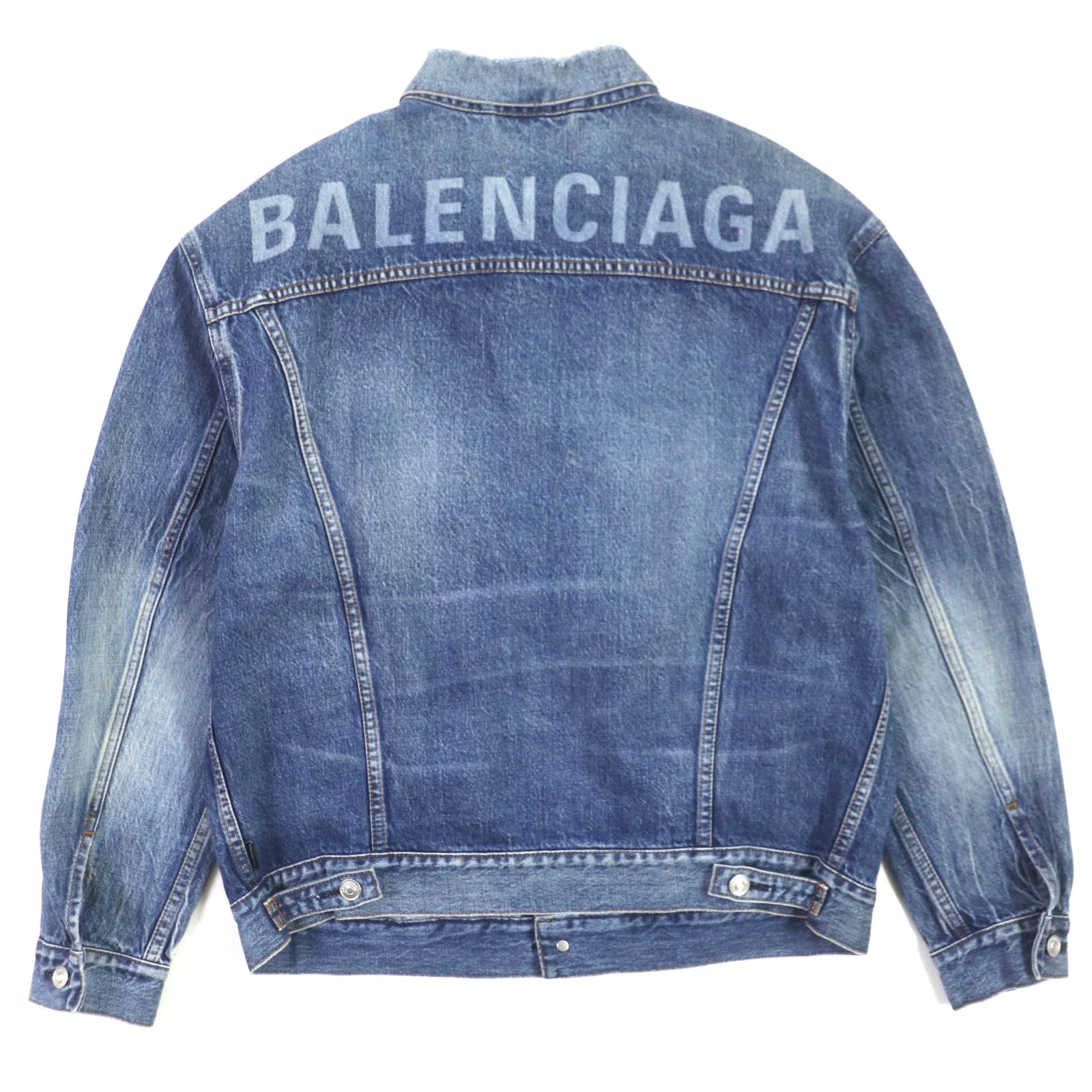 Balenciaga Denim Jacket Back Logo Distressed