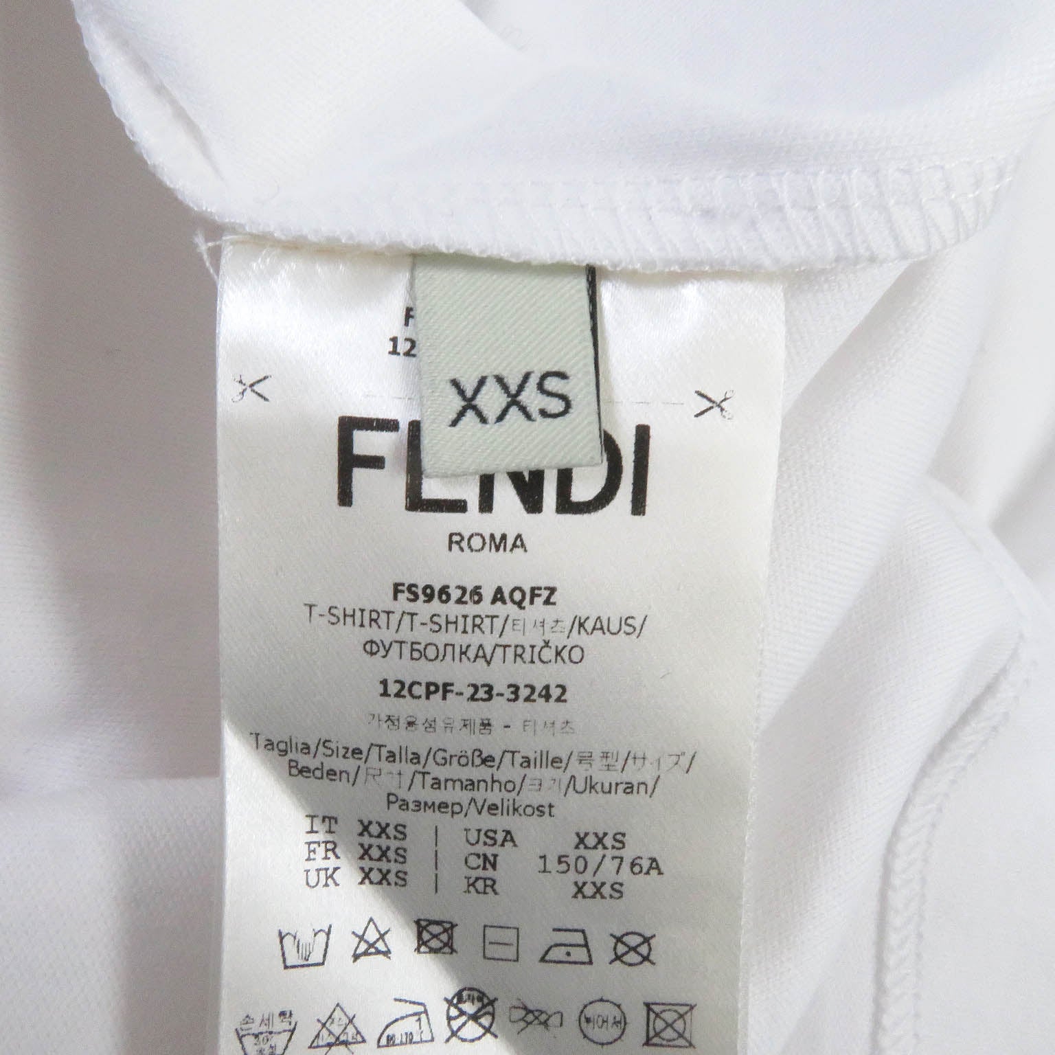 Fendi Cotton T-Shirt FS9626 XXS White