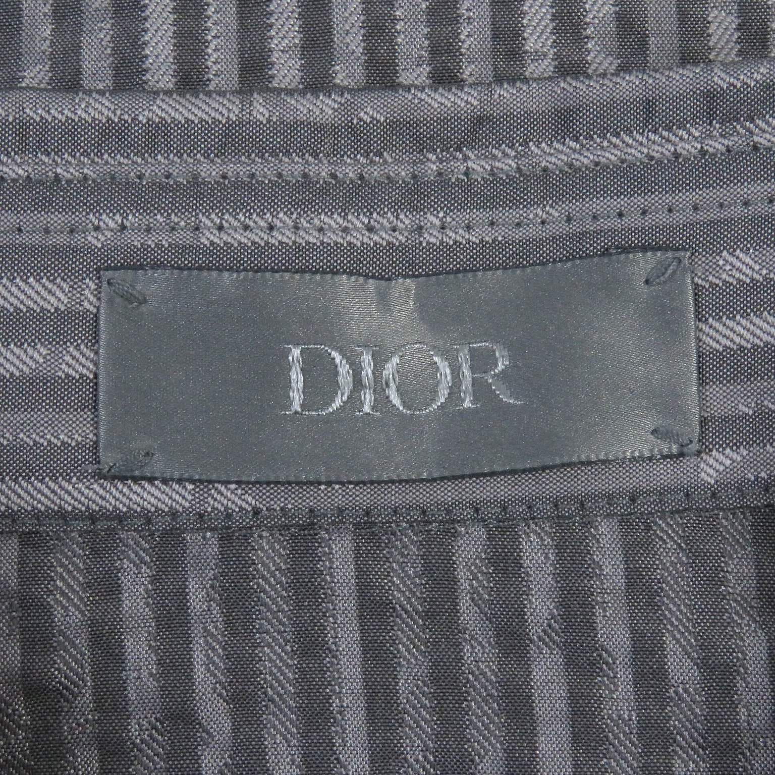 Dior Silk Striped Seersucker Shirt Gray 39