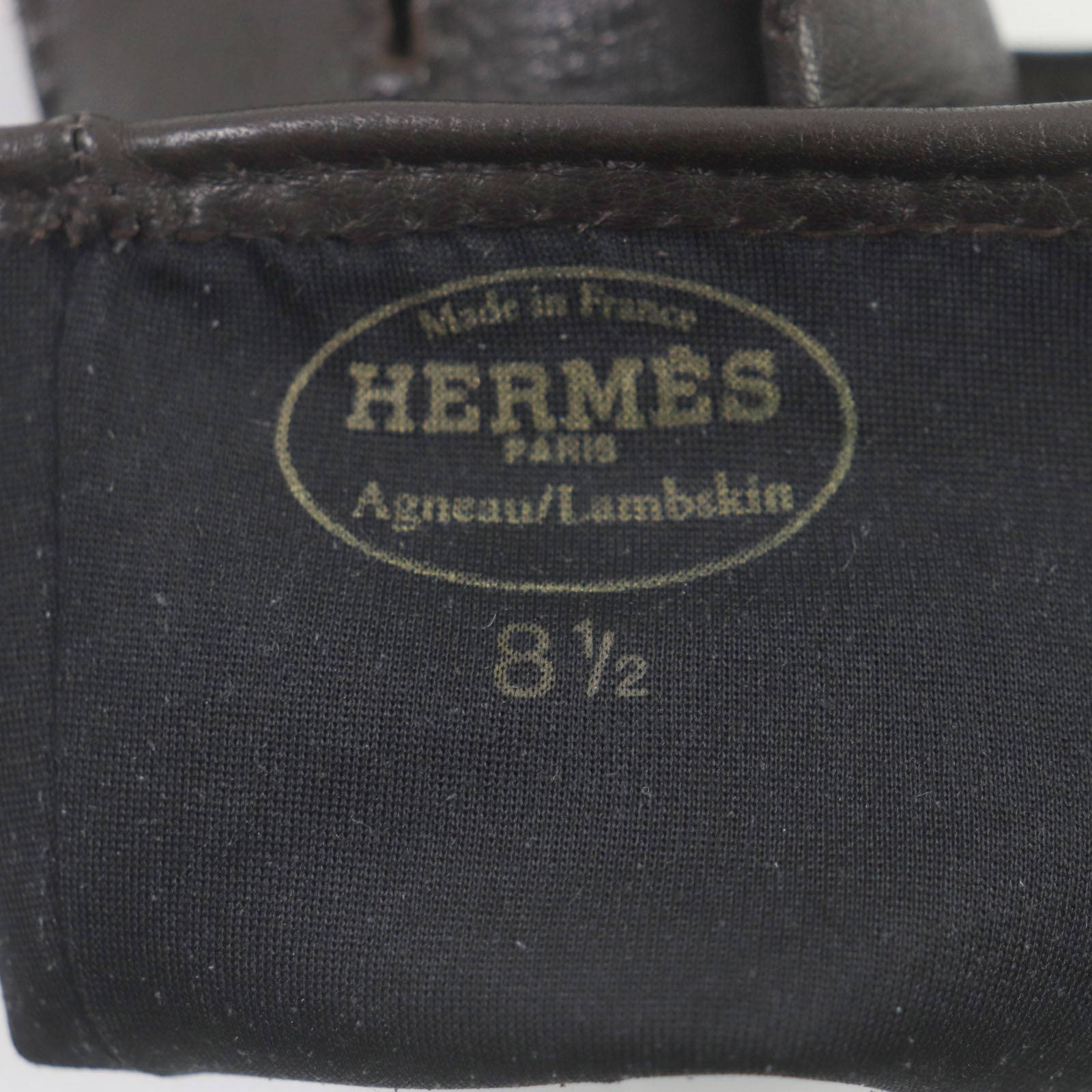 Hermes Lamb Leather Button Gloves Dark Brown