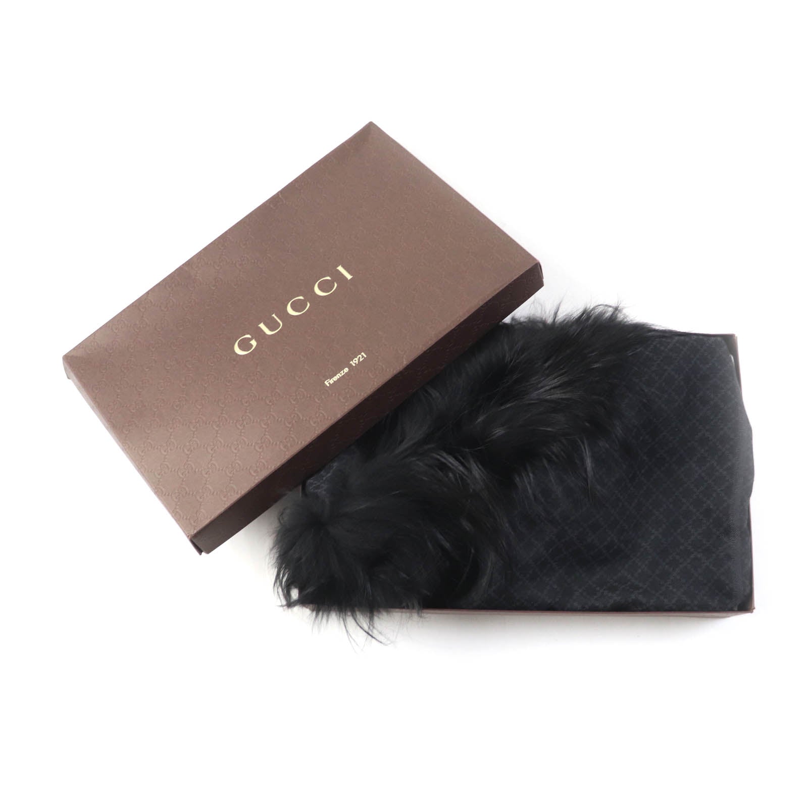 Gucci Silk Wool Fox Fur Shawl 355468