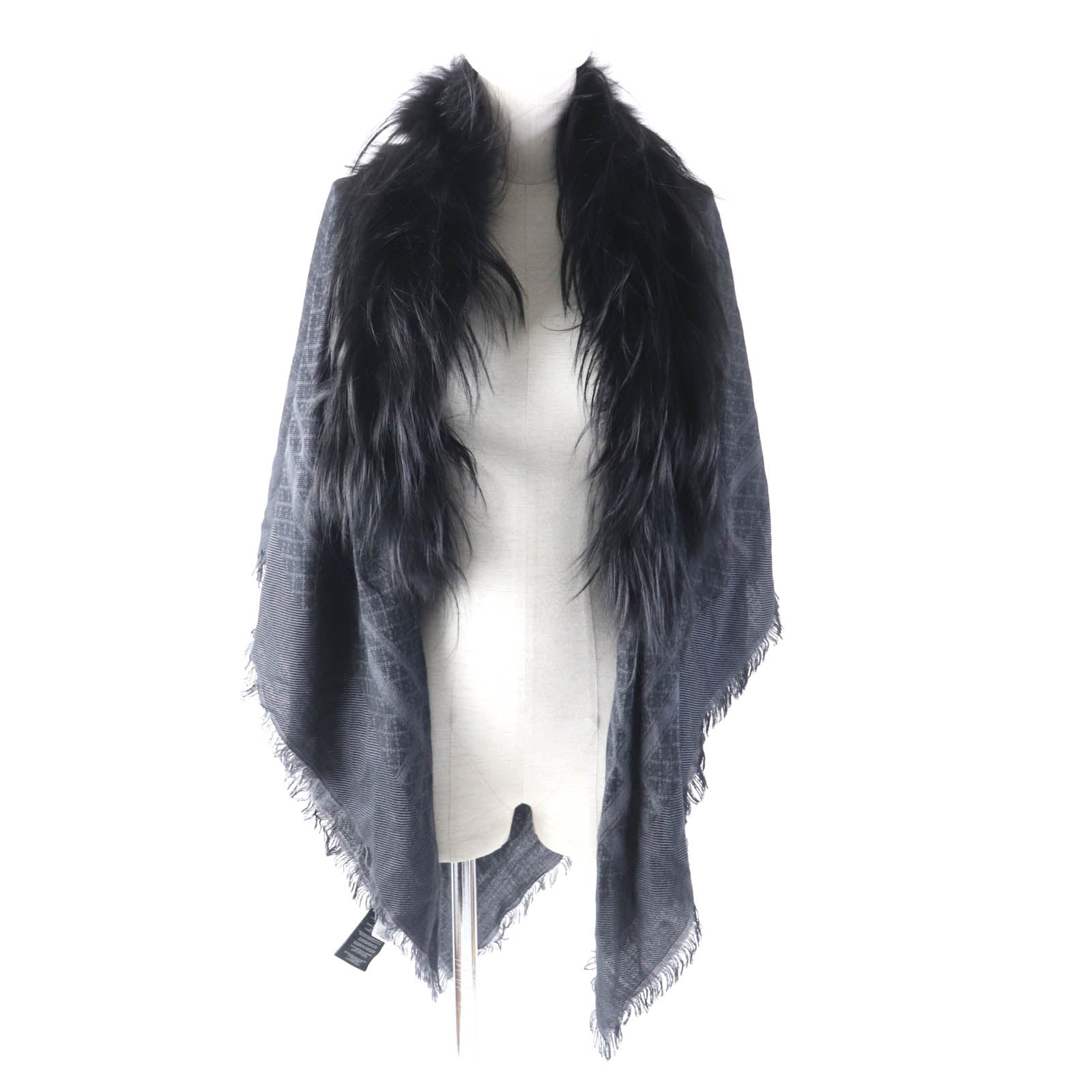 Gucci Silk Wool Fox Fur Shawl 355468