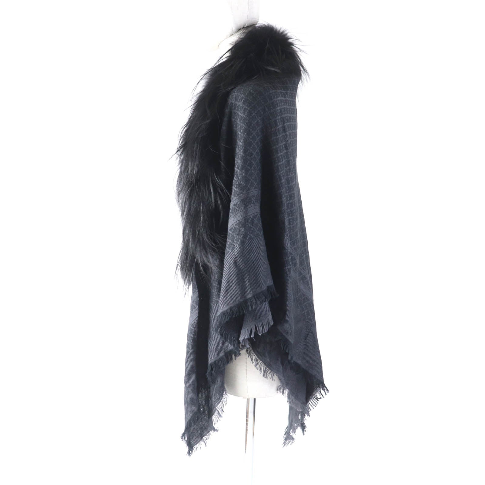 Gucci Silk Wool Fox Fur Shawl 355468