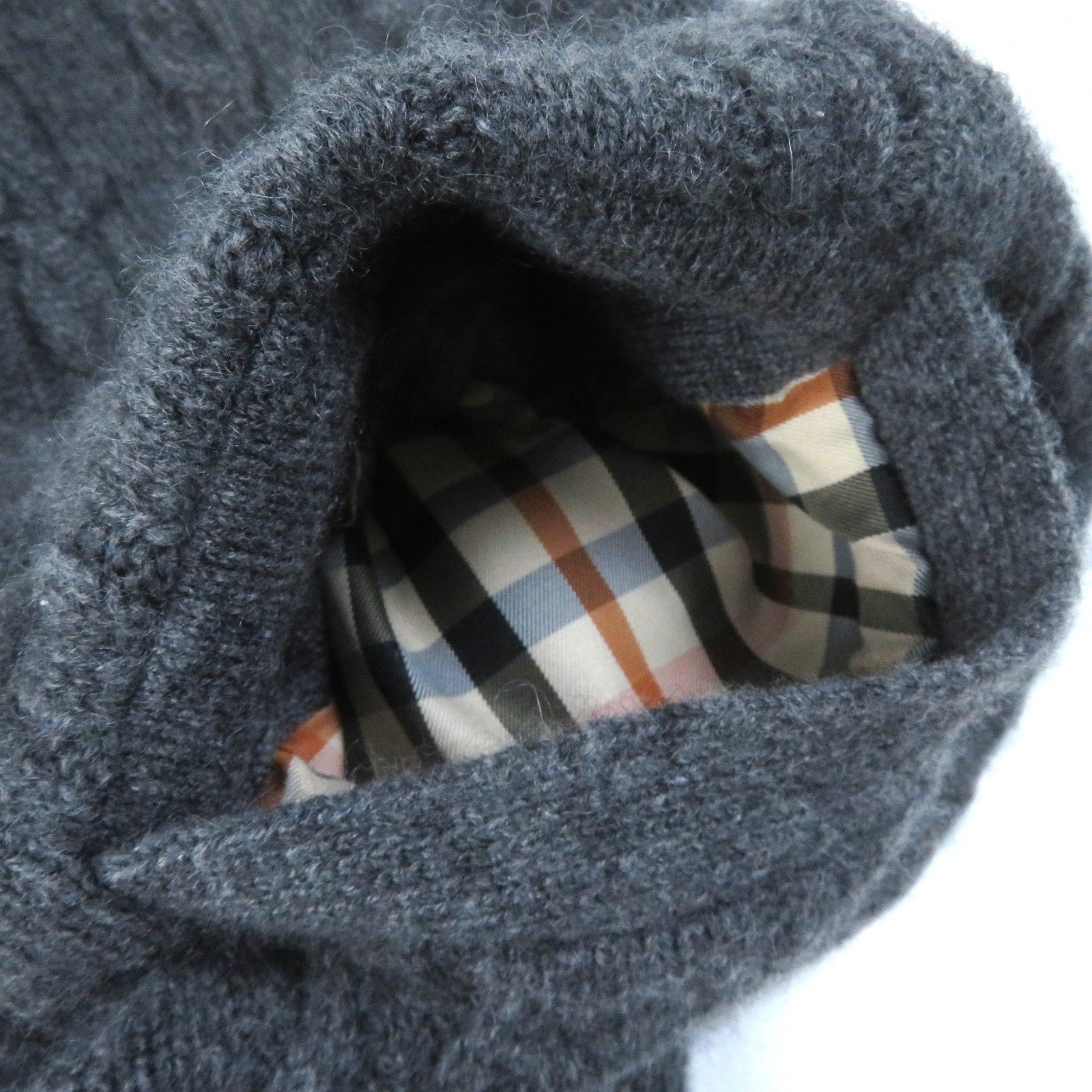 DAKS Cashmere Check Knit Vest Gray M