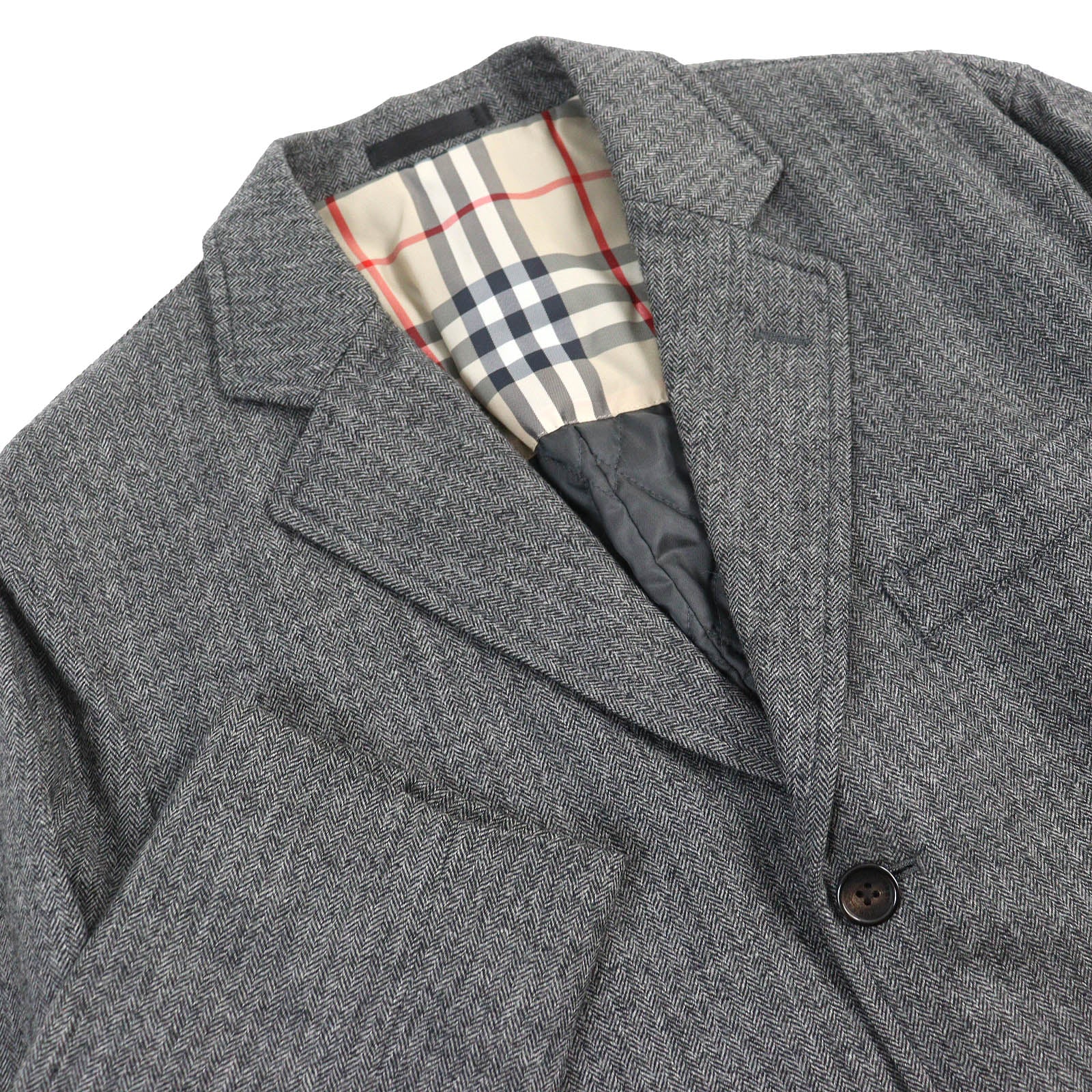 Burberry Wool Cashmere Silk Herringbone Jacket L