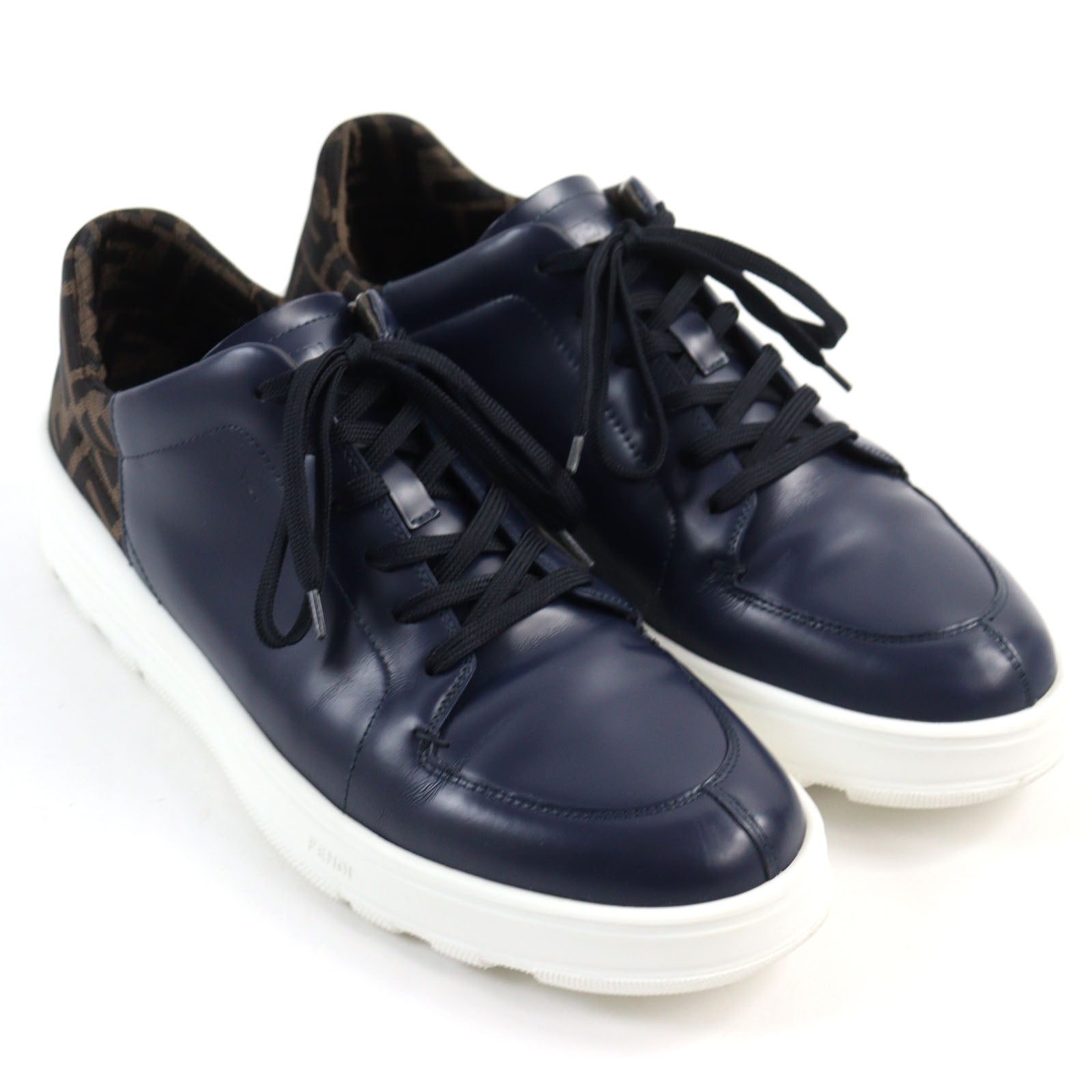 Fendi FF Pattern Bicolor Leather Sneakers