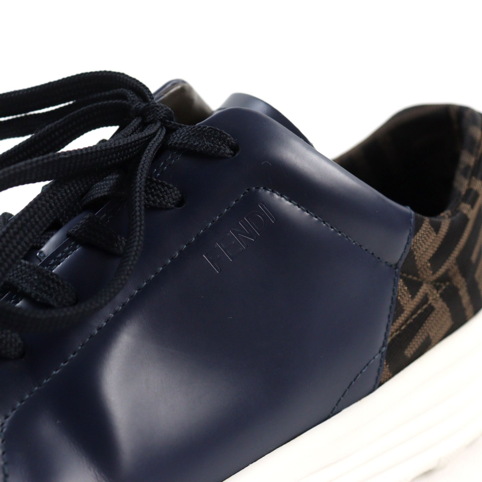 Fendi FF Pattern Bicolor Leather Sneakers