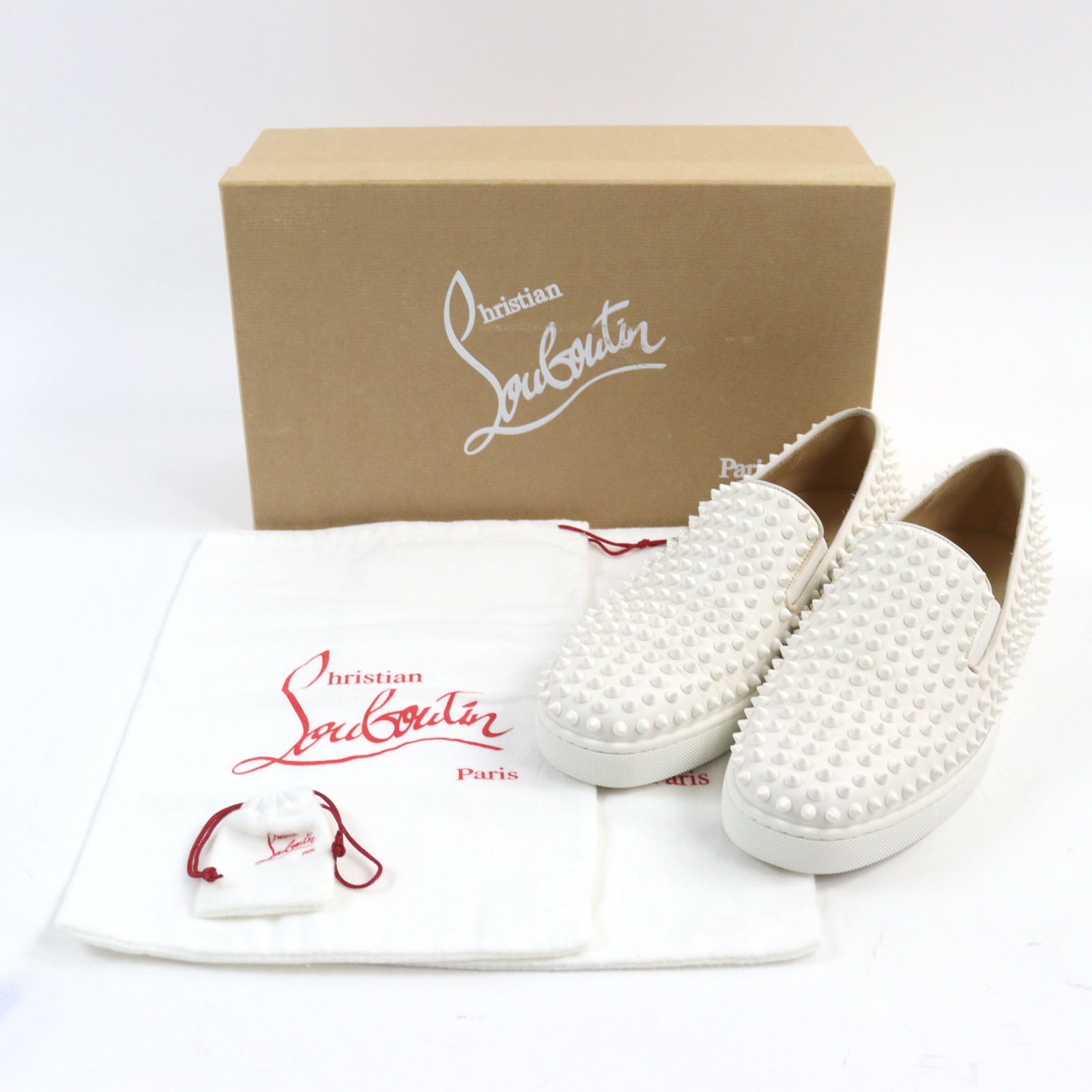 Christian Louboutin Spike Studs Leather Slip-on Shoes