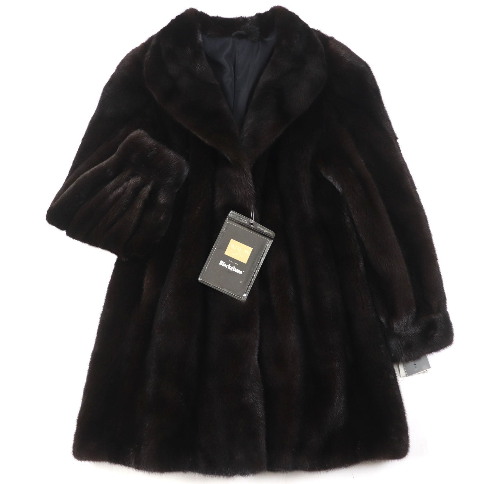 BLACKGLAMA Mink Fur Coat Dark Brown Women