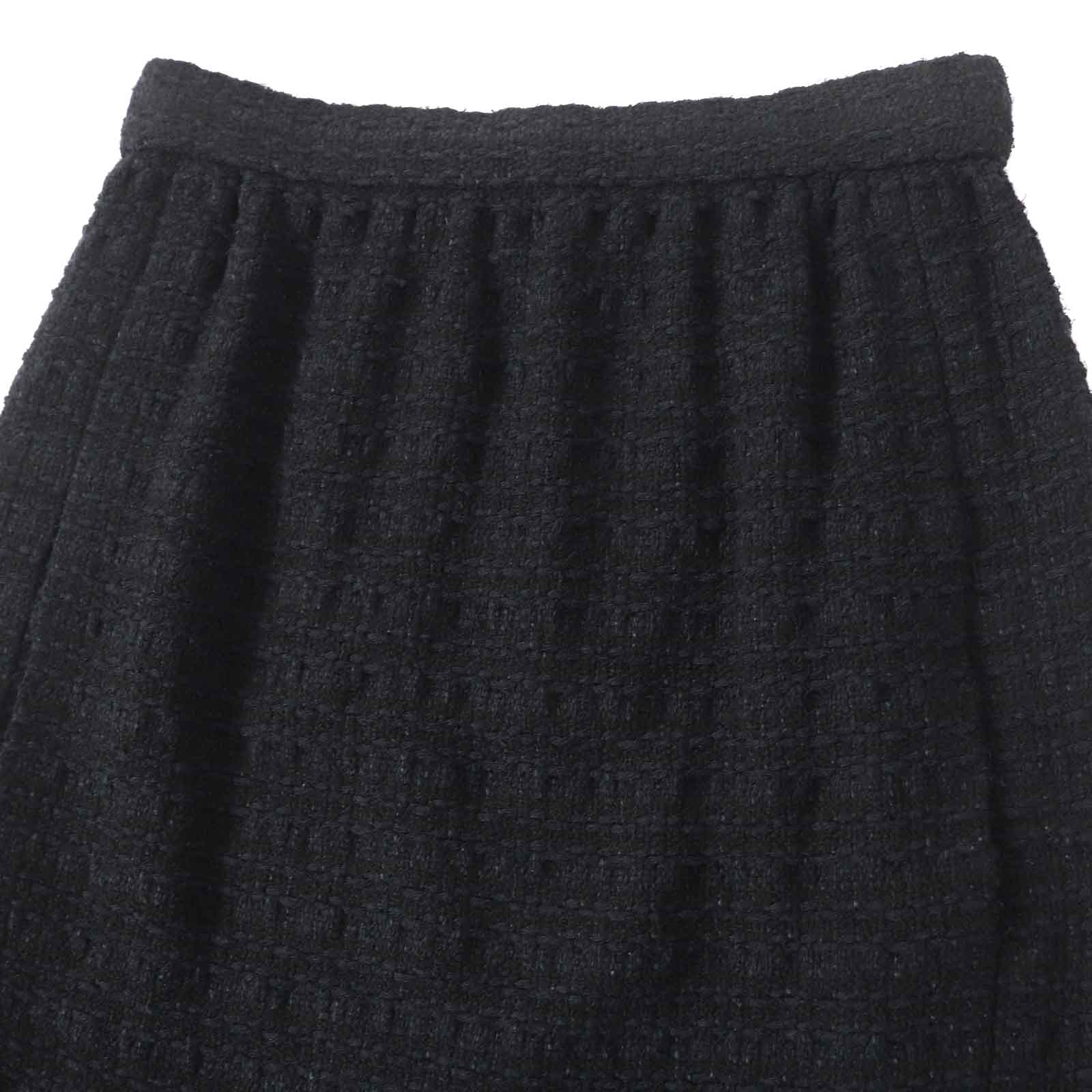 Chanel Tweed Skirt with Rhinestone Button, Black, 36