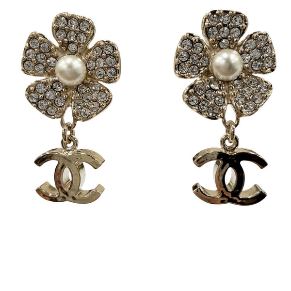 Chanel COCO Mark Pearl Bijou Flower Earrings