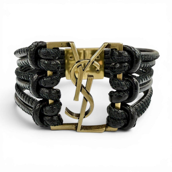 Saint Laurent The Babylon Code Leather Bracelet
