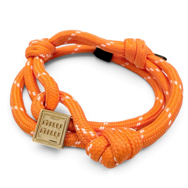 Miu Miu Logo Charm Cord Bracelet