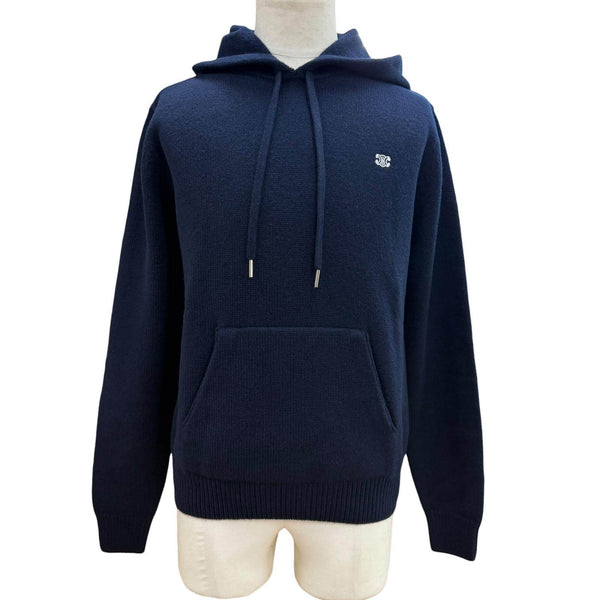 Celine Triomphe Wool Cashmere Knit Hoodie