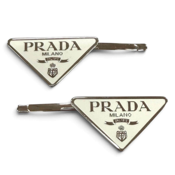 Prada Triangle Logo Metal Hairpin Set