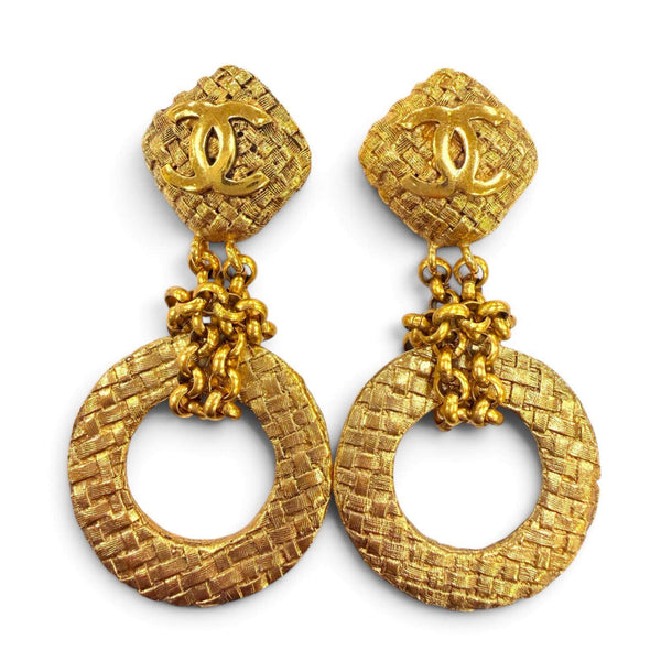 Chanel COCO Mark Chain Hoop Earrings