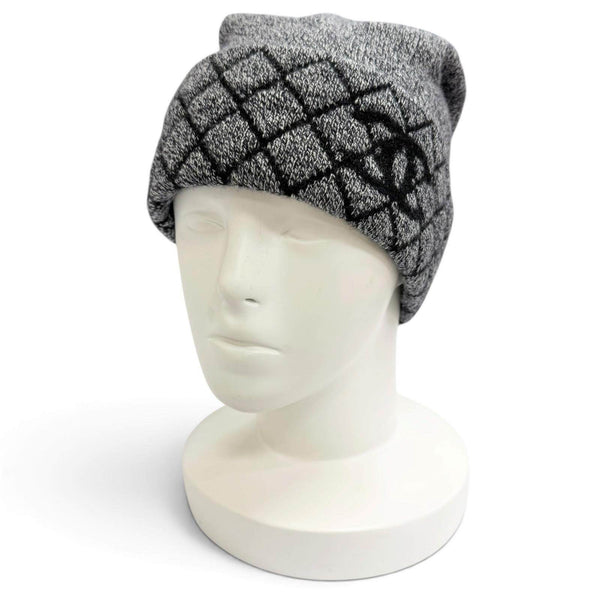 Chanel Cashmere Matelasse COCO Mark Knit Cap