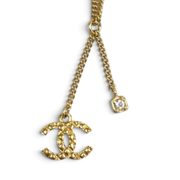 Chanel COCO Mark Quilted Rhinestone Necklace