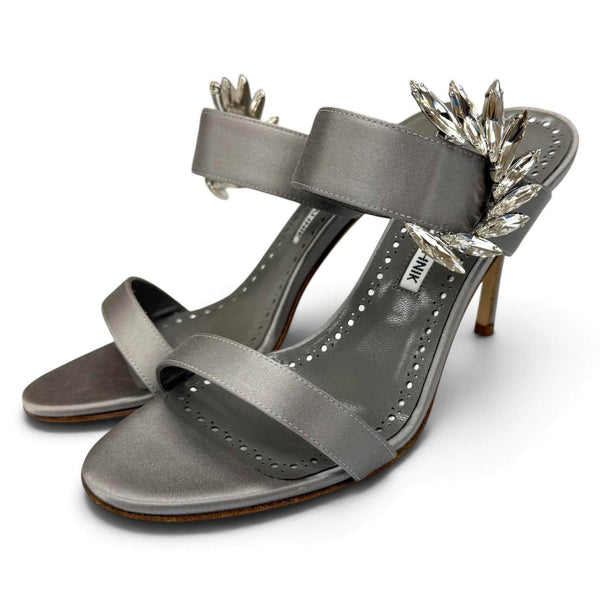 Manolo Blahnik Crystal Satin Sandals