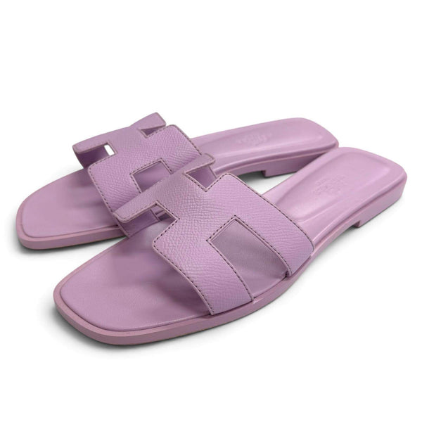 HERMES Oran H Motif Flat Mules Leather