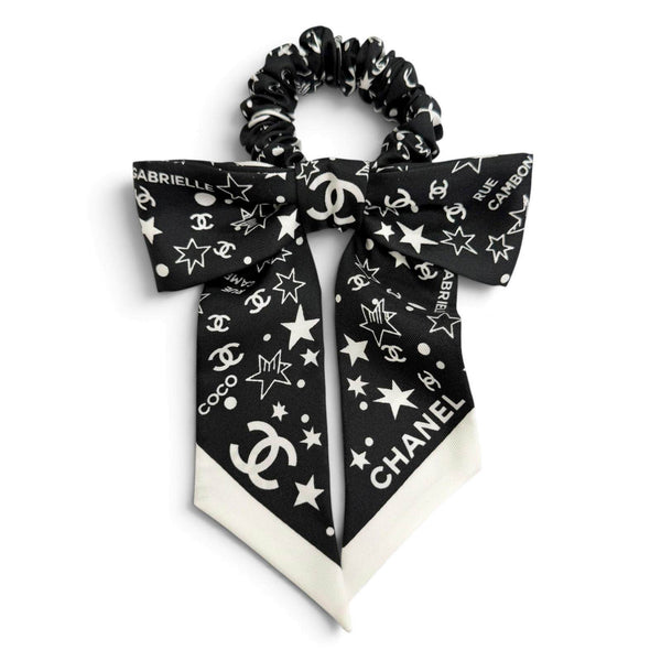 Chanel Shush COCO Mark Logo Star Ribbon Silk Hair Tie