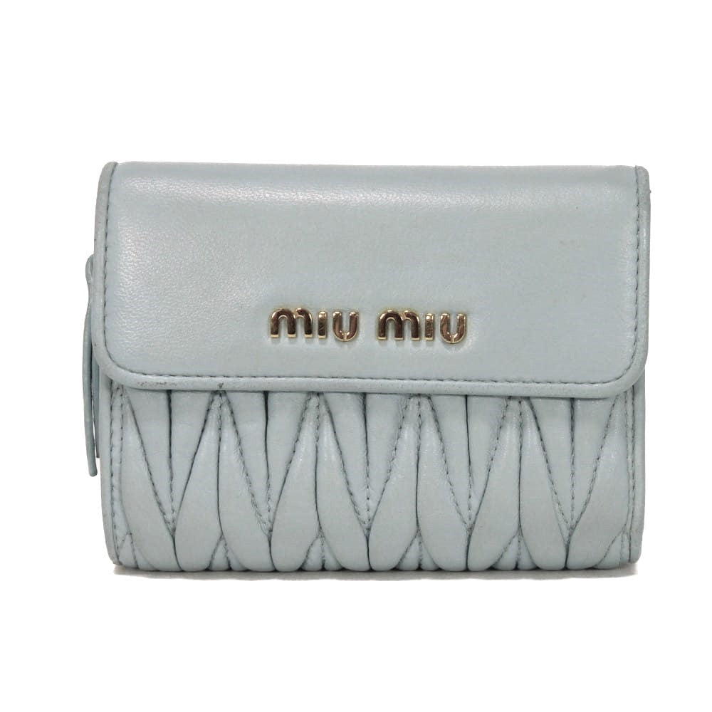 MIU MIU Matelassé Nappa Compact Zip Wallet
