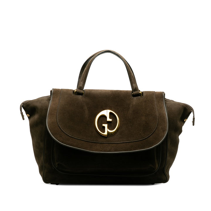 Gucci Suede Double G Handbag 251813 in Very Good Condition