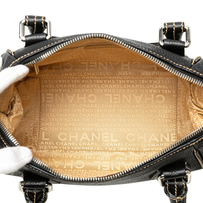 Chanel Leather Logo Embossed Fringe Handbag A23050