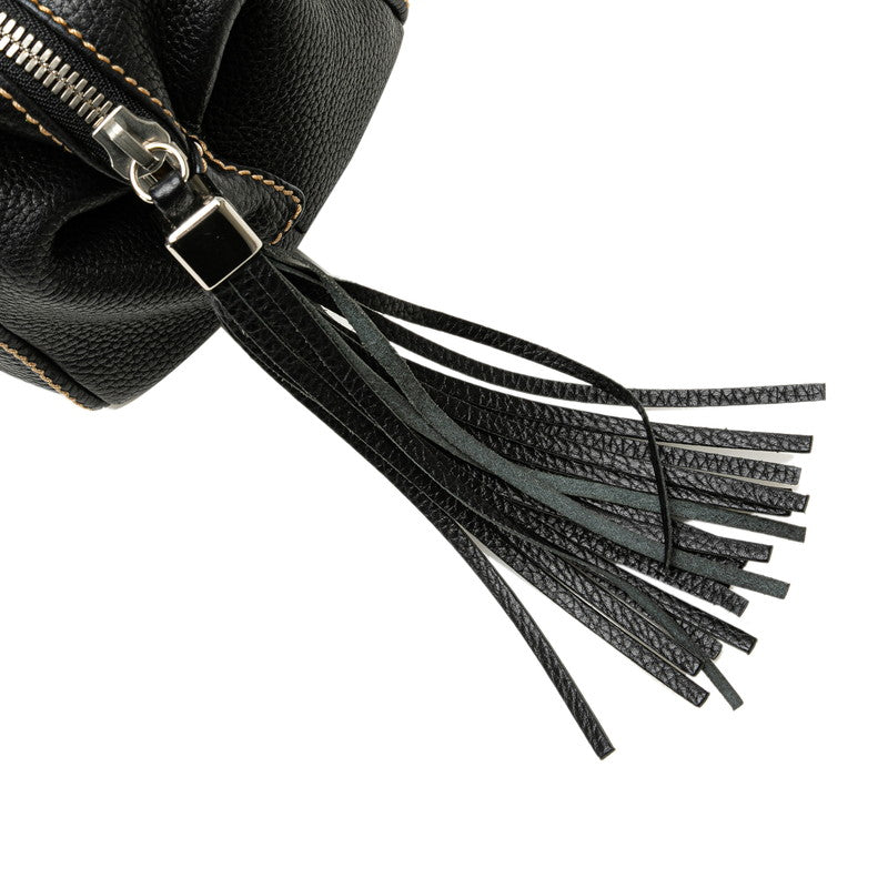 Chanel Leather Logo Embossed Fringe Handbag A23050