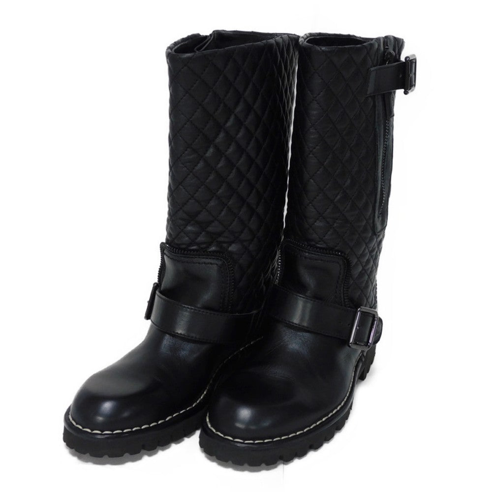 Chanel Matelasse Coco Mark Engineer Boots G28566