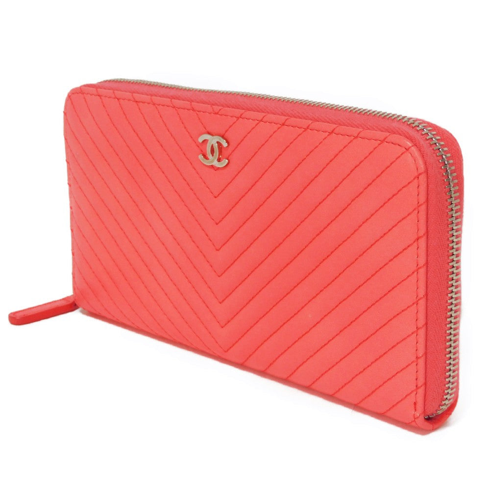 Chanel Chevron Long Zip Wallet A50097