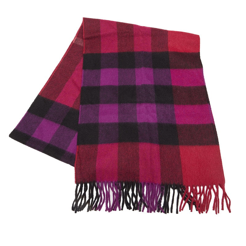 Burberry Check Cashmere Scarf Red Purple