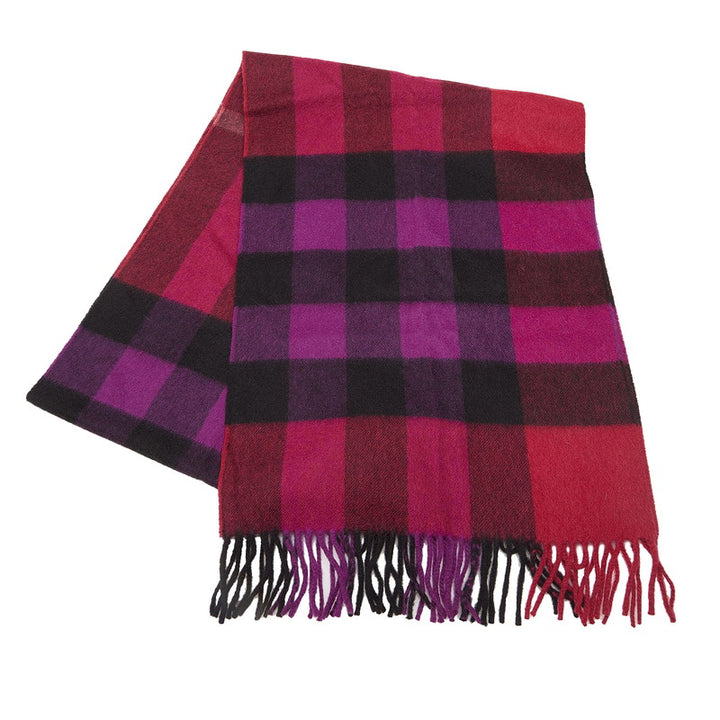 Burberry Check Cashmere Scarf Red Purple in Very Good Condition