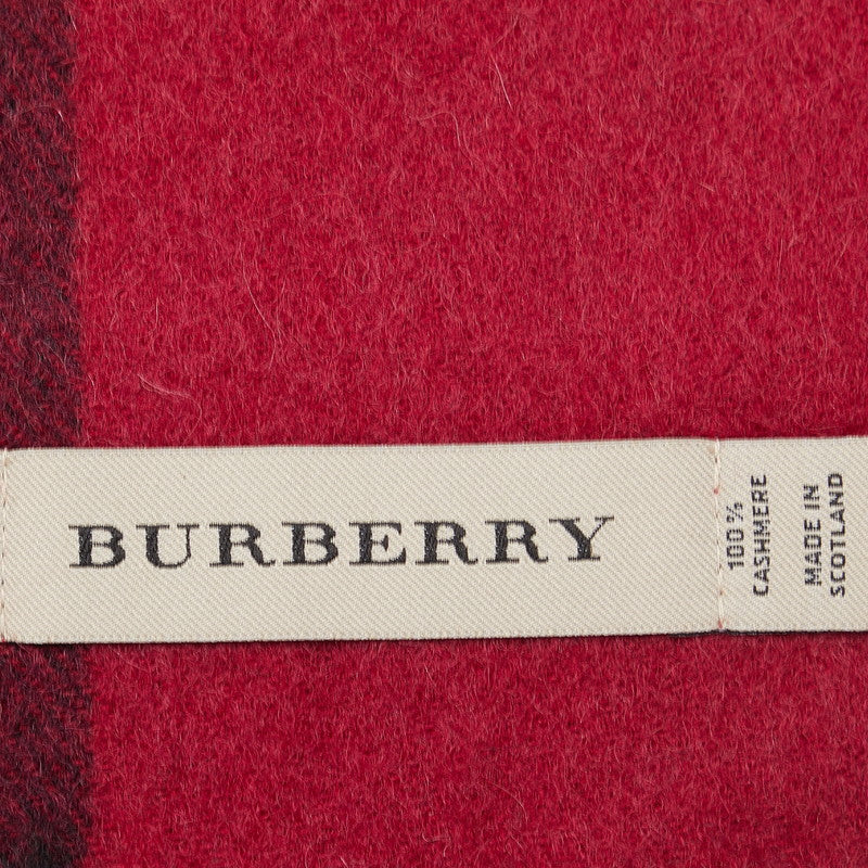 Burberry Check Cashmere Scarf Red Purple in Very Good Condition