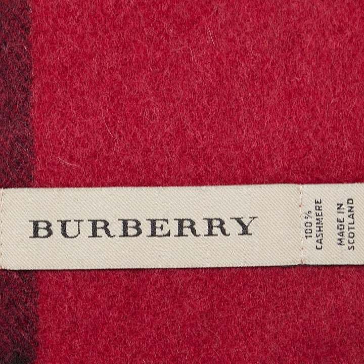 Burberry Check Cashmere Scarf Red Purple in Very Good Condition