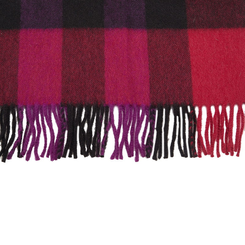 Burberry Check Cashmere Scarf Red Purple in Very Good Condition