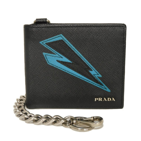 Prada Saffiano Compact Chain Wallet
