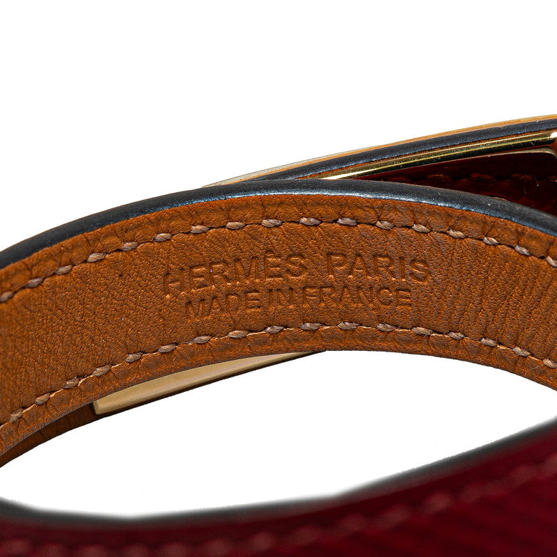 Hermes Rivale Double Tour Bracelet Wine Red Gold