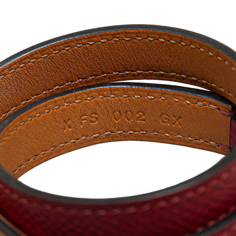 Hermes Rivale Double Tour Bracelet Wine Red Gold