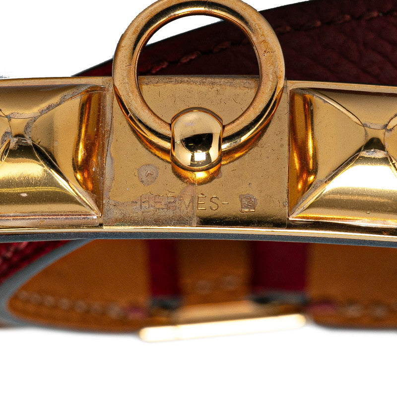 Hermes Rivale Double Tour Bracelet Wine Red Gold