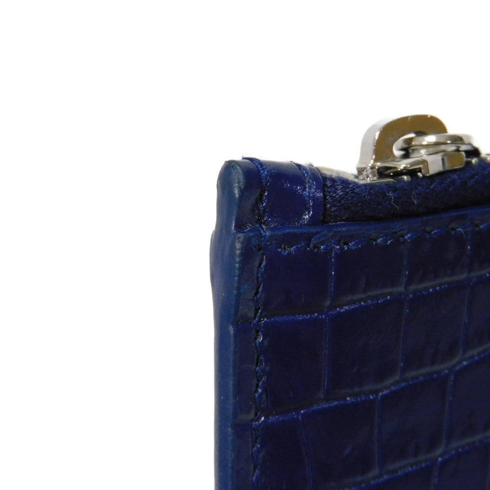 Yves Saint Laurent Croc-Embossed Zip Coin Case