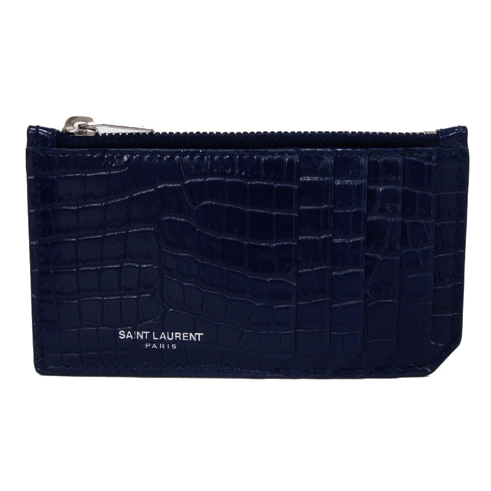 Yves Saint Laurent Croc-Embossed Zip Coin Case