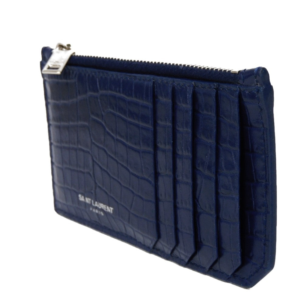 Yves Saint Laurent Croc-Embossed Zip Coin Case