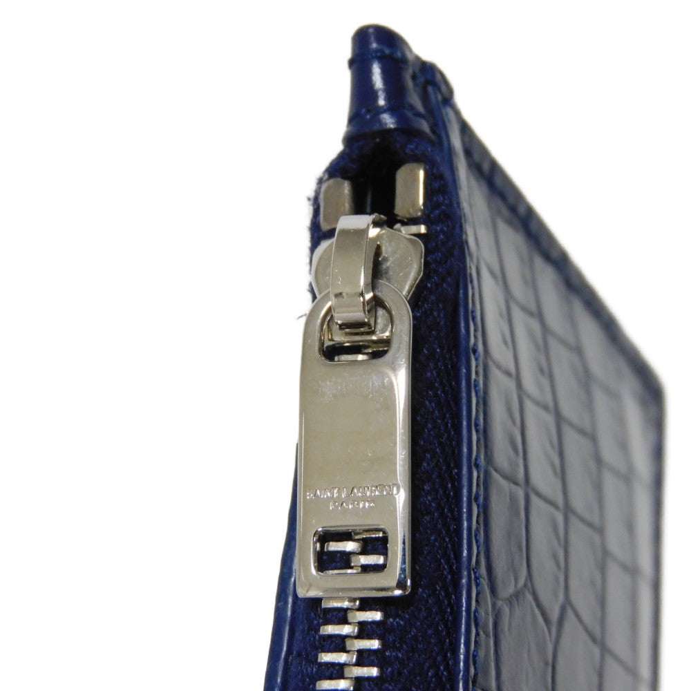 Yves Saint Laurent Croc-Embossed Zip Coin Case