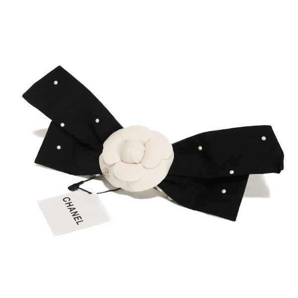 Chanel Camelia Ribbon Hair Clip Barrette