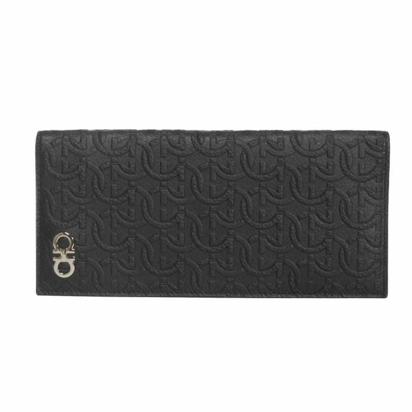 Salvatore Ferragamo Embossed Gancini Grain Calf Leather Long Wallet