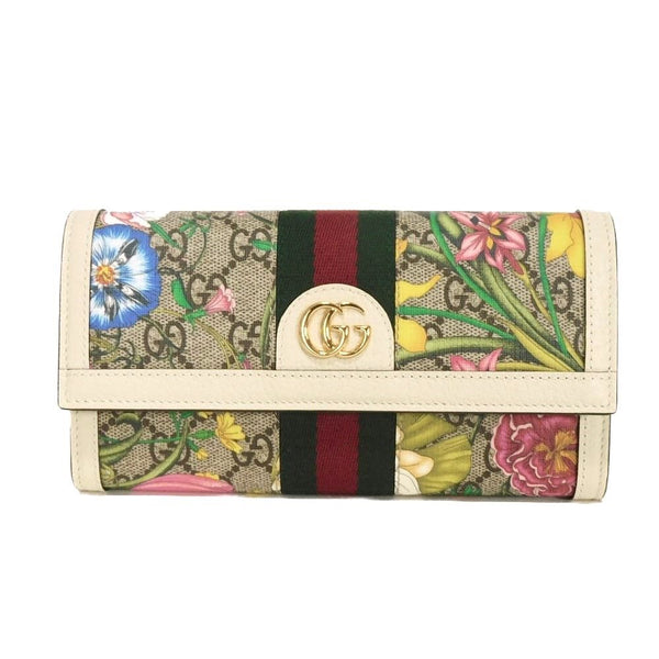 Gucci Ophidia GG Flora GG Supreme Canvas Long Wallet